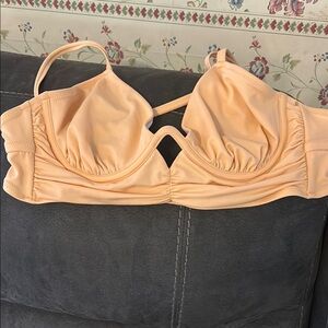 Shade & Shore Cream Swim Bra with Adjustable Straps